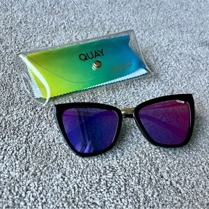 Quay Australia Pink and Purple Mirrored Reina Cat-Eye Sunglasses